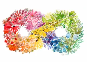 Neurodiversity infinity symbol flowers rainbow
